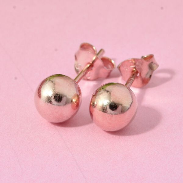 Kugelform-Ohrstecker, 925 Silber, ros&eacute;vergoldet image number 1