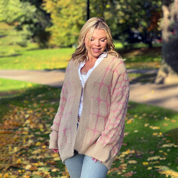 Cardigan Damen, Beige und rosa image number 2