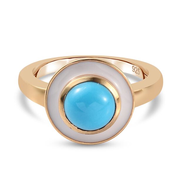 Nat&uuml;rlicher Sleeping Beauty T&uuml;rkis Halo Ring 925 Silber Gelbgold Vermeil