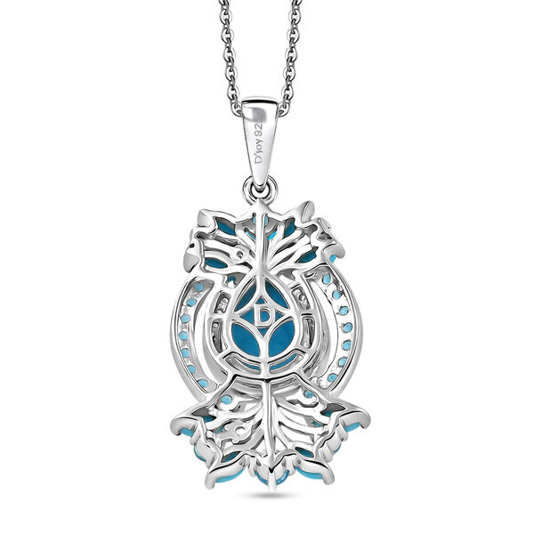 D'Joy Sleeping Beauty T&uuml;rkis, Neon Apatit und Wei&szlig;er Zirkon ca. 50 cm 925 Silber Rhodiniert ca. 3.12 ct image number 4