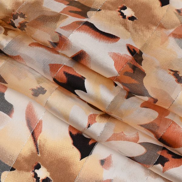 LA MAREY 100% Maulbeerseiden Schal, braune Bl&uuml;ten image number 4