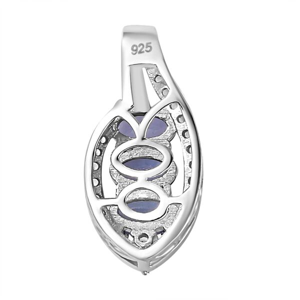 Tansanit, Weißer Zirkon Anhänger 925 Silber platiniert ca. 0,92 ct. image number 5