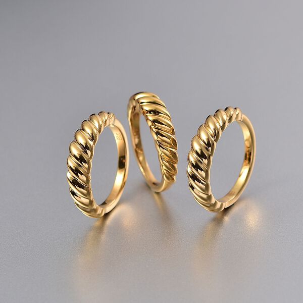 3er-Set strukturierte Stacking-Ringe image number 2