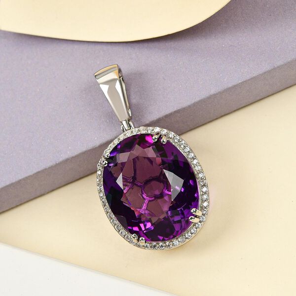 Lusaka Amethyst und wei&szlig;er Zirkon-Anh&auml;nger - 26,50 ct. image number 3