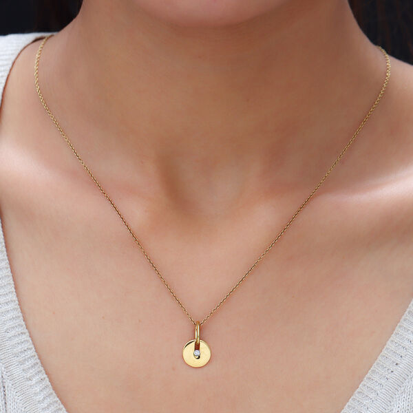 Diamant Solit&auml;r-Scheiben-Anh&auml;nger in Silber image number 2