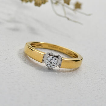 LUXURIANT SI-GH Labor Diamant Ring, 925 Silber rhodiniert und 750 Gelbgold Vermeil  - 0,20 ct.