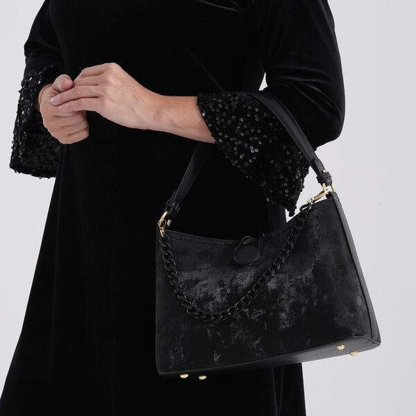 Crossbody Taschen Set 2 teilig mit Rei&szlig;verschlussfach und Innenfach 30 x 12 x 20 cm Schwarz image number 4