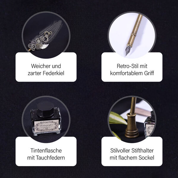 Vintage Kalligraphie-Schreibstift mit Tinte und Geschenkbox image number 4