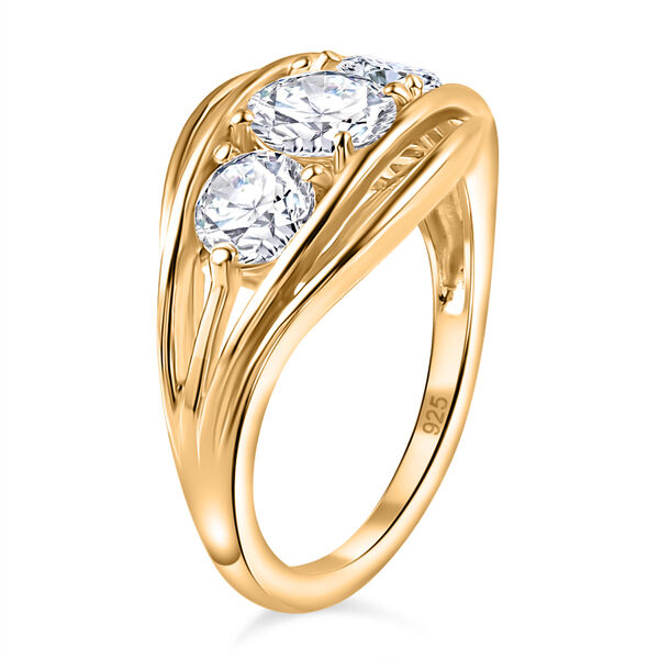 Moissanit Ring, 925 Silber 750 Gelbgold Vermeil - 1,64 ct. image number 5