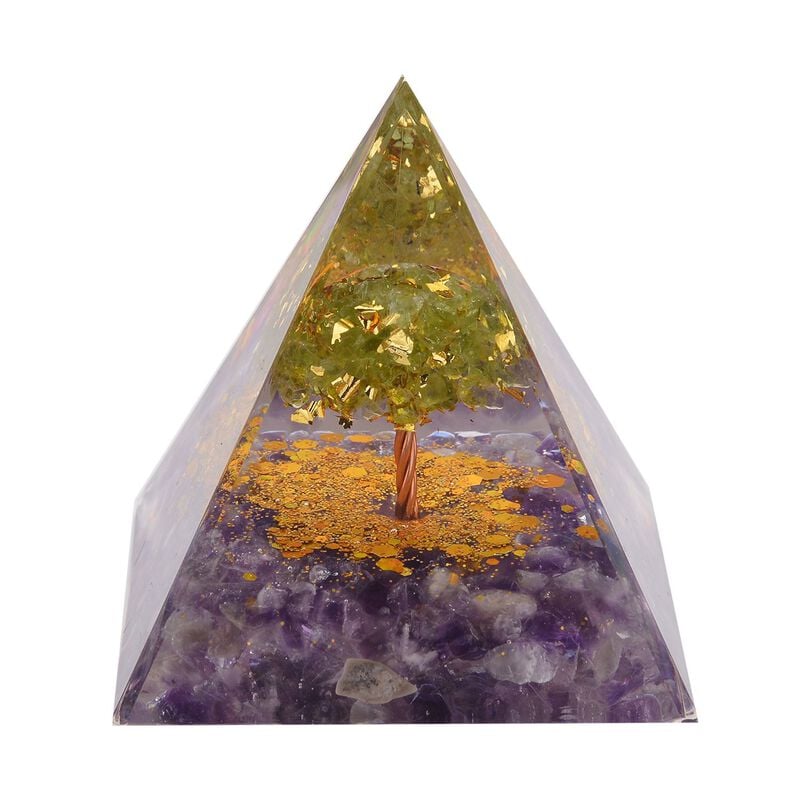 Feng Shui Edelstein Pyramide, Baum des Lebens mit Amethyst und Peridot image number 0
