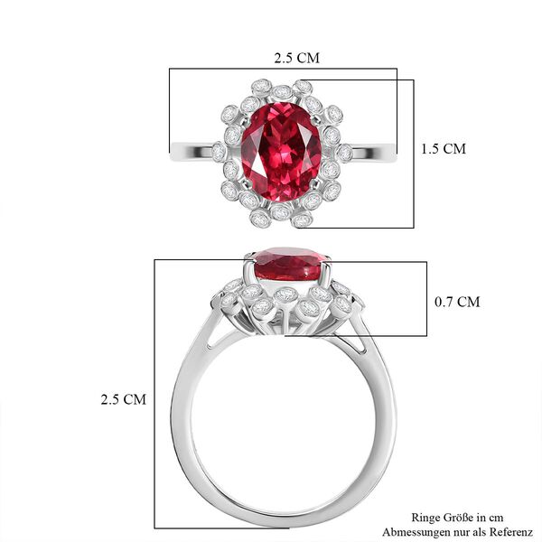 D'Joy Lab Created Padparadscha-Saphir, Weißer Zirkon Ring 925 Silber rhodiniert (Größe 17.00) ca. 4,02 ct image number 7