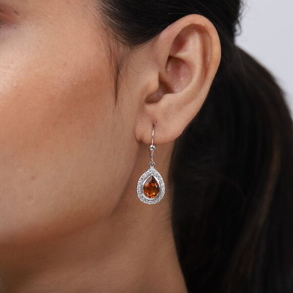 Madeira Citrin Tropfen Ohrh&auml;nger 925 Silber platiniert ca. 3,99 ct&nbsp; image number 3