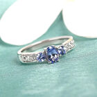 Tansanit und Zirkon Ring 925 Silber Platin-Überzug image number 1