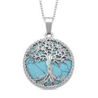 Blauer Howlit Lebensbaum Anhänger mit Kette, Reiner Edelstahl, ca. 2.00 ct