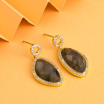 Labradorit und Zirkonia Ohrringe - 13 ct.