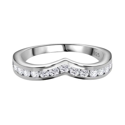 Moissanit Ring, 925 Silber platiniert (Gr&ouml;&szlig;e 21.00) ca. 0.48 ct