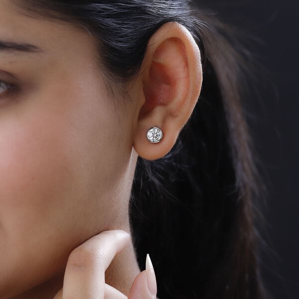 Moissanit Ohrringe, 925 Silber platiniert - 1,51 ct. image number 3