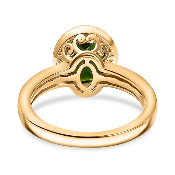 Nat&uuml;rlicher Chromdiopsid Ring 925 Silber 750 Gelbgold Vermeil (Gr&ouml;&szlig;e 19.00) ca. 1,96 ct image number 6