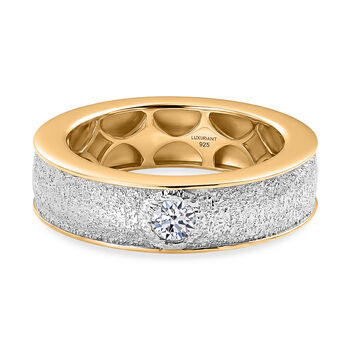 LUXURIANT DIAMOND - Lab Grown Diamant SI-GH Ring 925 Silber Rhodiniert und 750 Gelbgold Vermeil (Gr&ouml;&szlig;e 17.00) ca. 0,20 ct