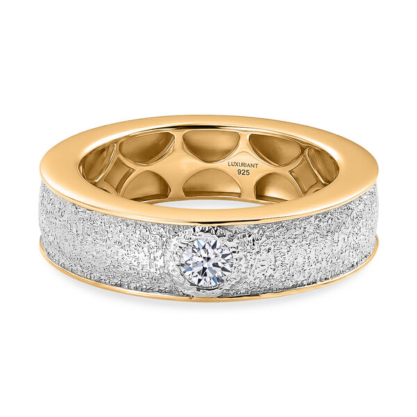 LUXURIANT DIAMOND - Lab Grown Diamant SI-GH Ring 925 Silber Rhodiniert und 750 Gelbgold Vermeil (Gr&ouml;&szlig;e 17.00) ca. 0,20 ct
