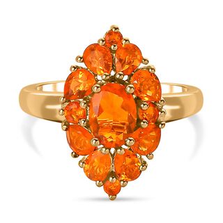 AA Feuer opal Ring 925 Silber vergoldet (Größe 18.00) ca. 1,48 ct