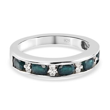 Grandidierit und Zirkon Halber band Ring 925 Silber platiniert (Gr&ouml;&szlig;e 16.00) ca. 0,96 ct