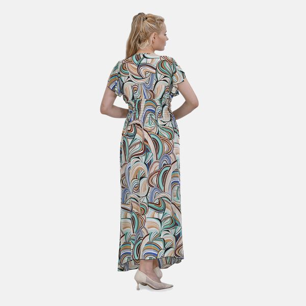 Maxikleid mit gesmokter Taille und Flatterärmeln, bunt image number 2