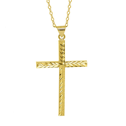 Vergoldeter Kreuz-Anhänger mit Kette, 925 Silber image number 0