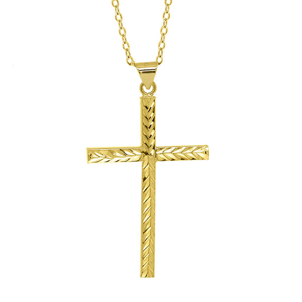 Vergoldeter Kreuz-Anhänger mit Kette, 925 Silber image number 0