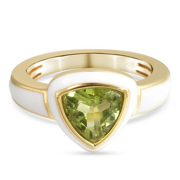Nat&uuml;rlicher Peridot Solit&auml;r-Ring, 925 Silber vergoldet (Gr&ouml;&szlig;e 16.00) ca. 1,75 ct