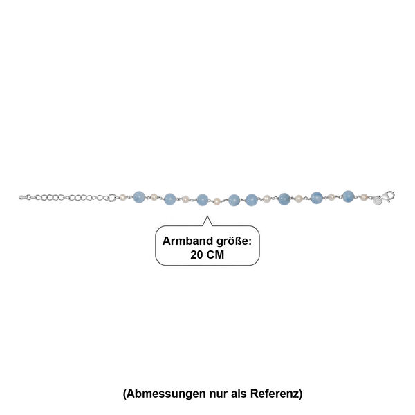 EVER TRUE Milchiger Aquamarin, S&uuml;&szlig;wasser Perle Armband ca. 19 cm 316L Edelstahl Platiniert image number 4