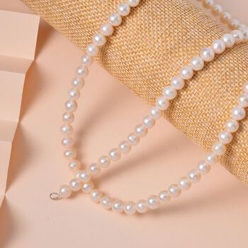 Wei&szlig;e S&uuml;&szlig;wasser Perle Halskette ca. 60 cm 925 Silber rhodiniert