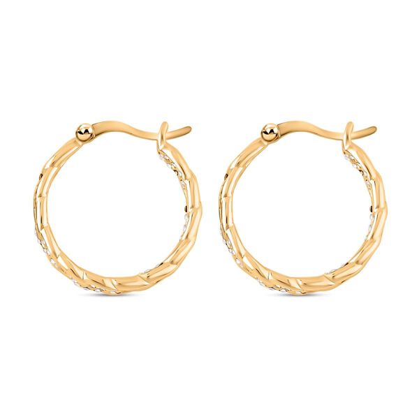 Wei&szlig;e Kristall Creolen, 316L Edelstahl , goldfarben image number 4