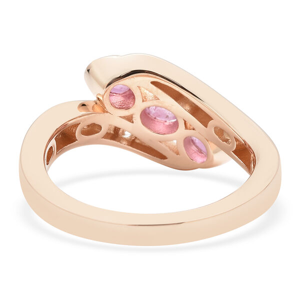 Ilakaka Rosa Saphir (Fissure gef&uuml;llt) und Zirkon Bypass-Ring, 925 Silber ros&eacute;vergoldet image number 6