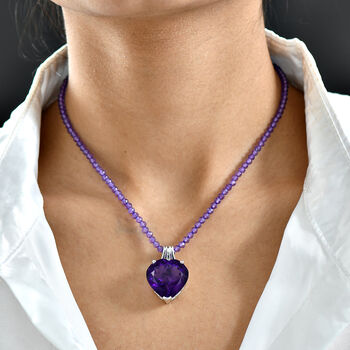 D'Joy AA Afrikanischer Amethyst Schmuckset ca. 50 cm 925 Silber rhodiniert ca. 58.32 ct