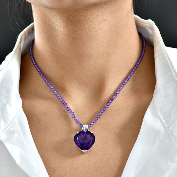 D'Joy AA Afrikanischer Amethyst Schmuckset ca. 50 cm 925 Silber rhodiniert ca. 58.32 ct image number 2