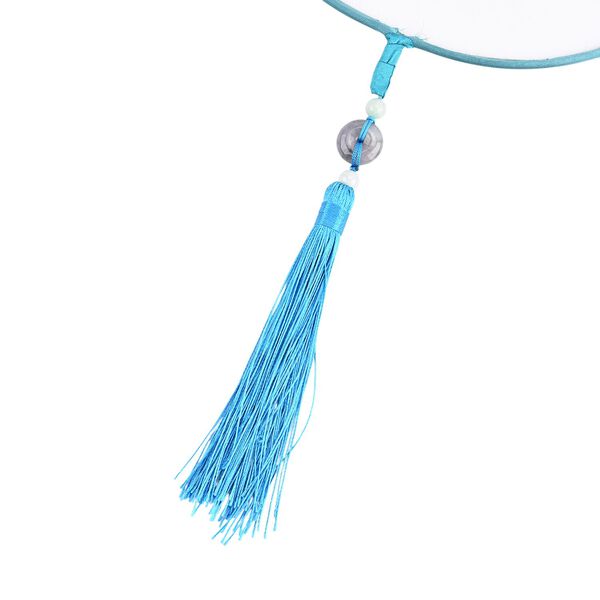 "Brand:LIVMORE Double-sided embroidery Silk wall decoration with  Jade tassel- Round shape                                                                                                               Size Dia: 20cm Pattern: Green Peacock Package:Gift Box image number 7