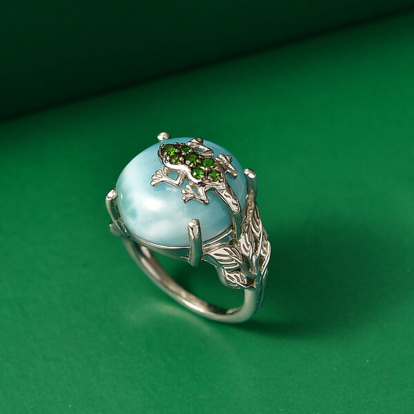 GP Trionfo Kollektion - Larimar, Nat&uuml;rlicher Chromdiopsid Ring 925 Silber rhodiniert (Gr&ouml;&szlig;e 19.00) ca. 16.60 ct image number 1