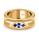 Tansanit Solitär-Ring, 925 Silber vergoldet (Größe 16.00) ca. 0.58 ct