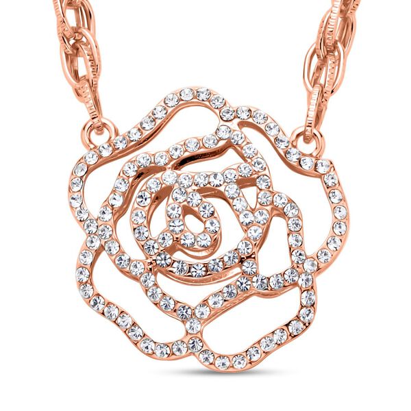 Wei&szlig;e Kristall-Halskette in Ros&eacute;goldton, 50 cm - 1 ct.