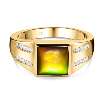 Ammolit und wei&szlig;er Zirkon-Ring - 2,29 ct.