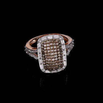 Nat&uuml;rlicher Champagner und wei&szlig;er Diamant-Ring - 1 ct.