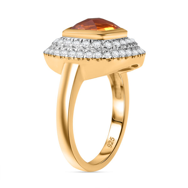 AAA Mexikanischer Purpurroter Feueropal, Moissanit Ring 925 Silber 750 Gelbgold Vermeil (Gr&ouml;&szlig;e 18.00) ca. 2.63 ct image number 4