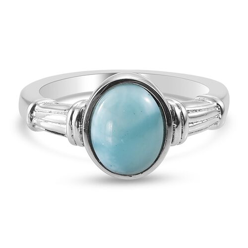 Larimar Solitär Ring Edelstahl image number 0