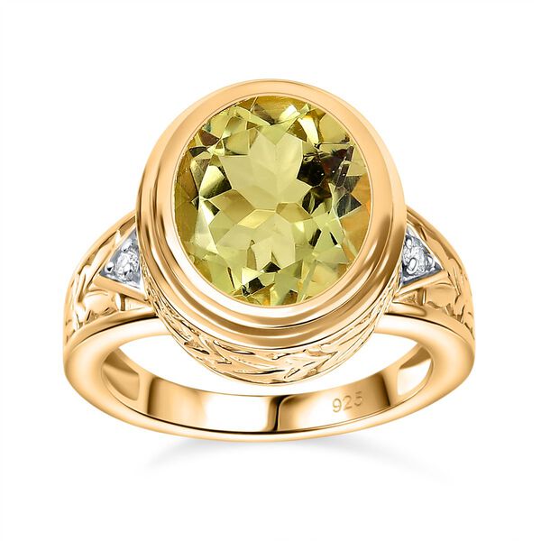 AAA Ouro Verde Quarz und Zirkon Ring, ca. 4,48 ct. image number 4