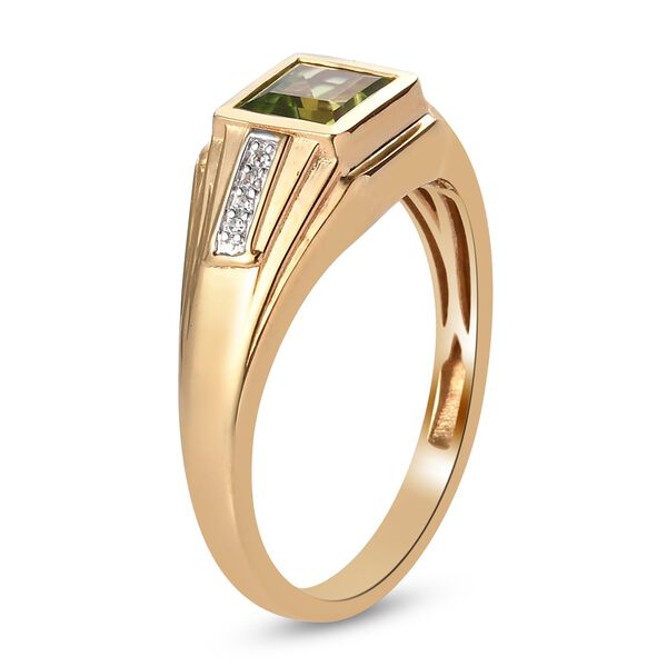 Peridot und Zirkon Herren Ring 925 Silber 585 Vergoldet image number 5