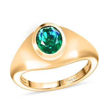 D'Joy Pfau Triplett Quarz Ring, 925 Silber vergoldet - 1,40 ct.