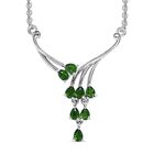Natürliche Chromdiopsid Halskette, ca. 45 cm, 925 Silber platiniert ca. 1.19 ct