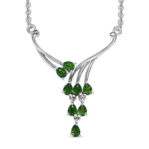 Nat&uuml;rliche Chromdiopsid Halskette, ca. 45 cm, 925 Silber platiniert ca. 1.19 ct