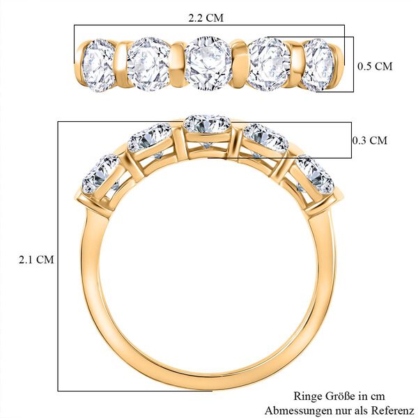 Moissanit Ring, 925 Silber 750 Gelbgold Vermeil - 1,13 ct. image number 7